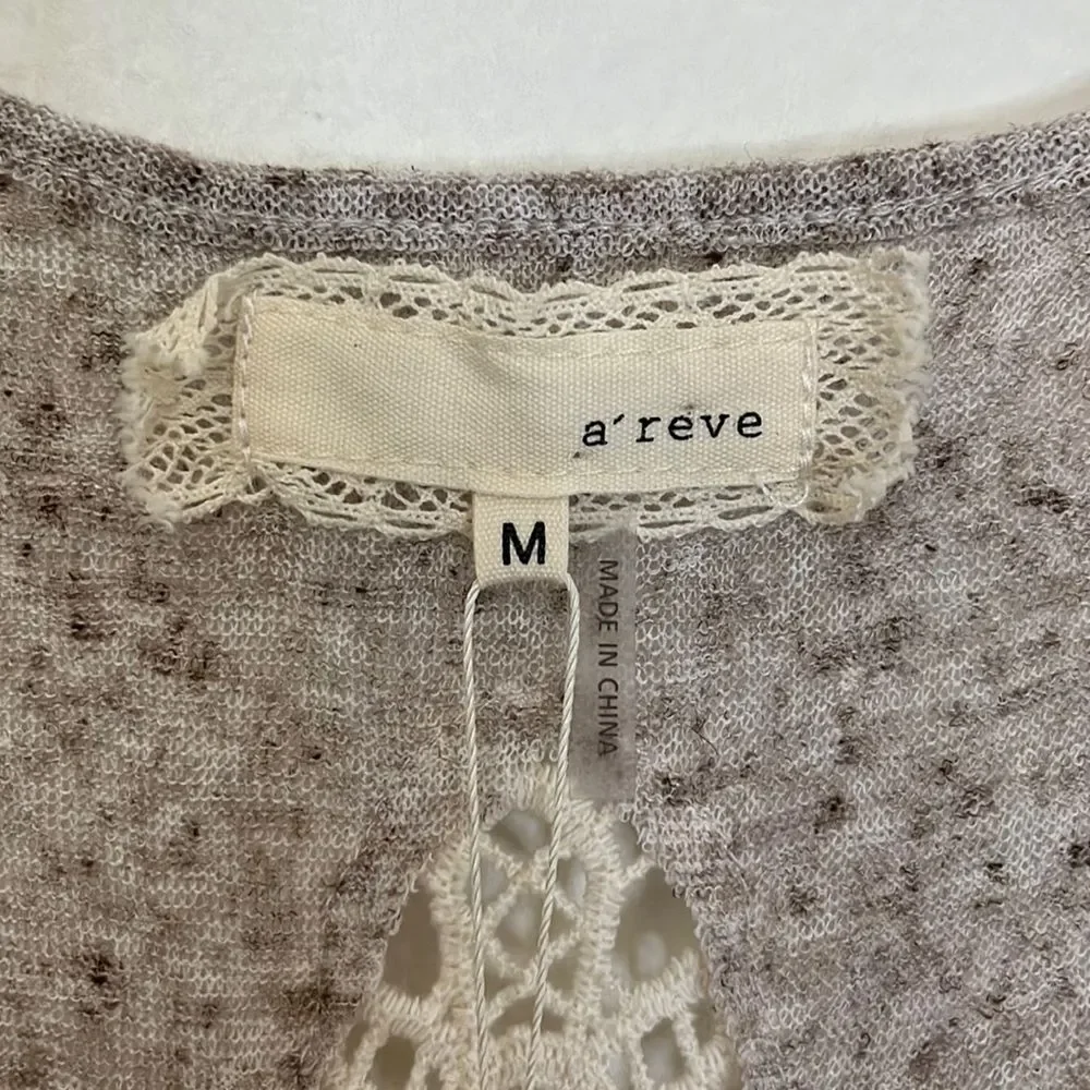 A’reve crochet chest tank top taupe Sz M Woman’s